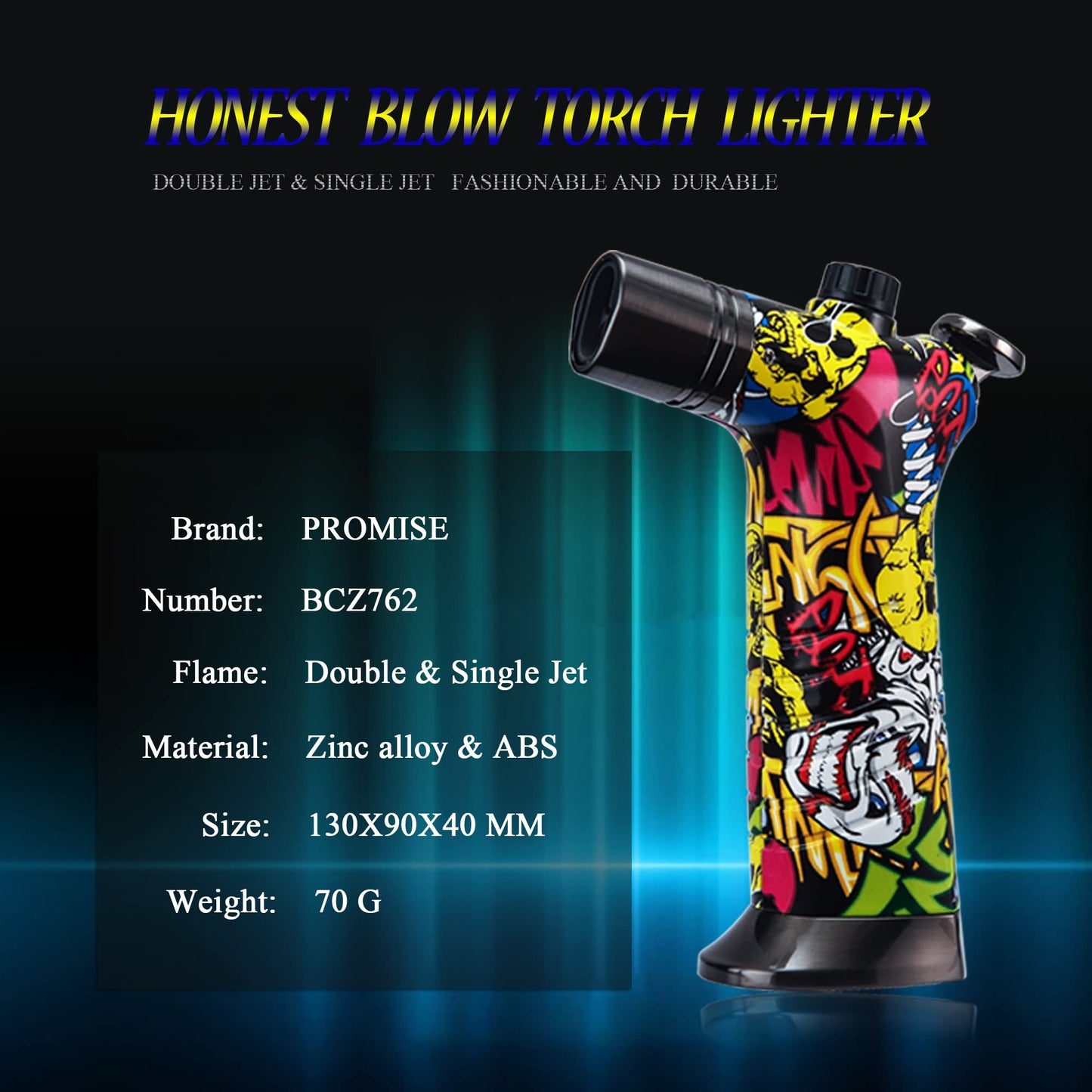 HONEST Refillable Butane Cigar Lighter – Double Flame Torch for Cocktails, Hookah, and More