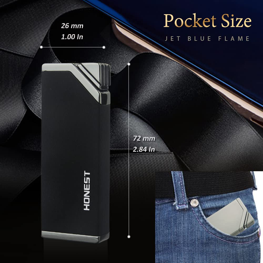 HONEST Jet Torch Cigar Lighter – Single Flame Windproof Butane Fuel Lighter