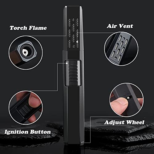 HONEST Refillable Butane Torch Lighter – Adjustable Jet Flame Pen Torch for Grilling, BBQ, Candles, and Camping