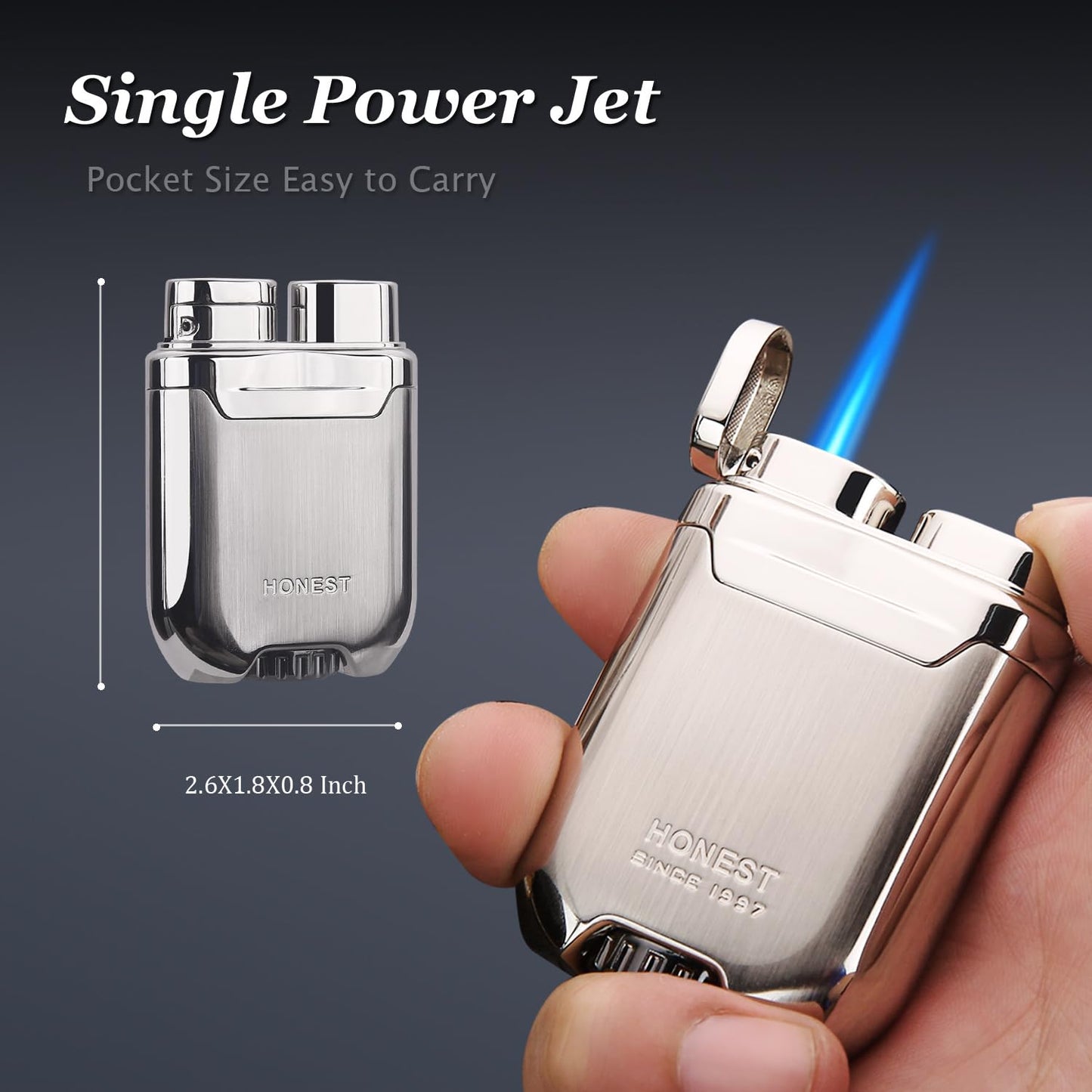 HONEST Windproof Butane Torch Lighter – Perfect Gift for Men, Ideal for Candles, Camping, and Family Use