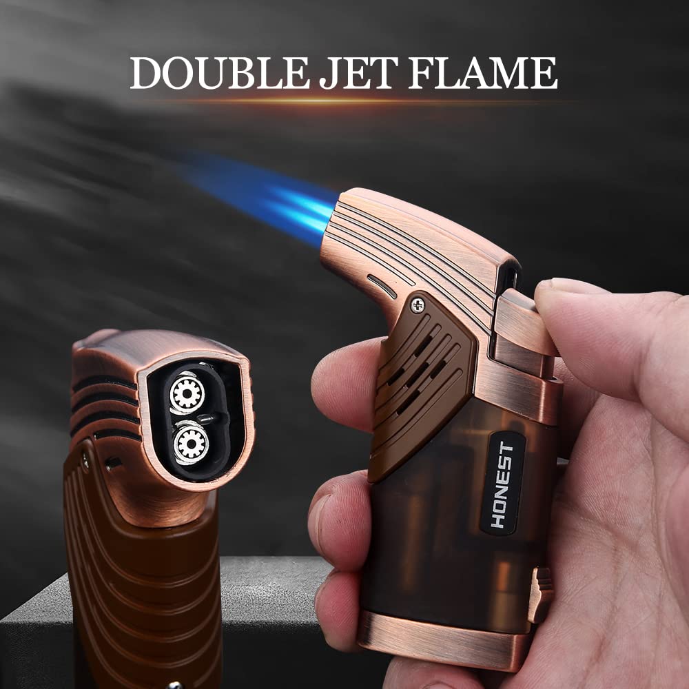 Honest Adjustable Jet Torch Cigar Lighter – Refillable Butane Power Flame Lighter for Outdoor Use