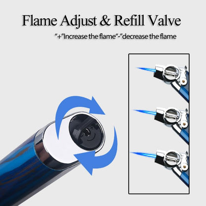 HONEST Refillable Single Jet Flame Butane Lighter – Adjustable Windproof Torch Lighter for BBQ, Grilling, and Camping – Perfect Gift for Men