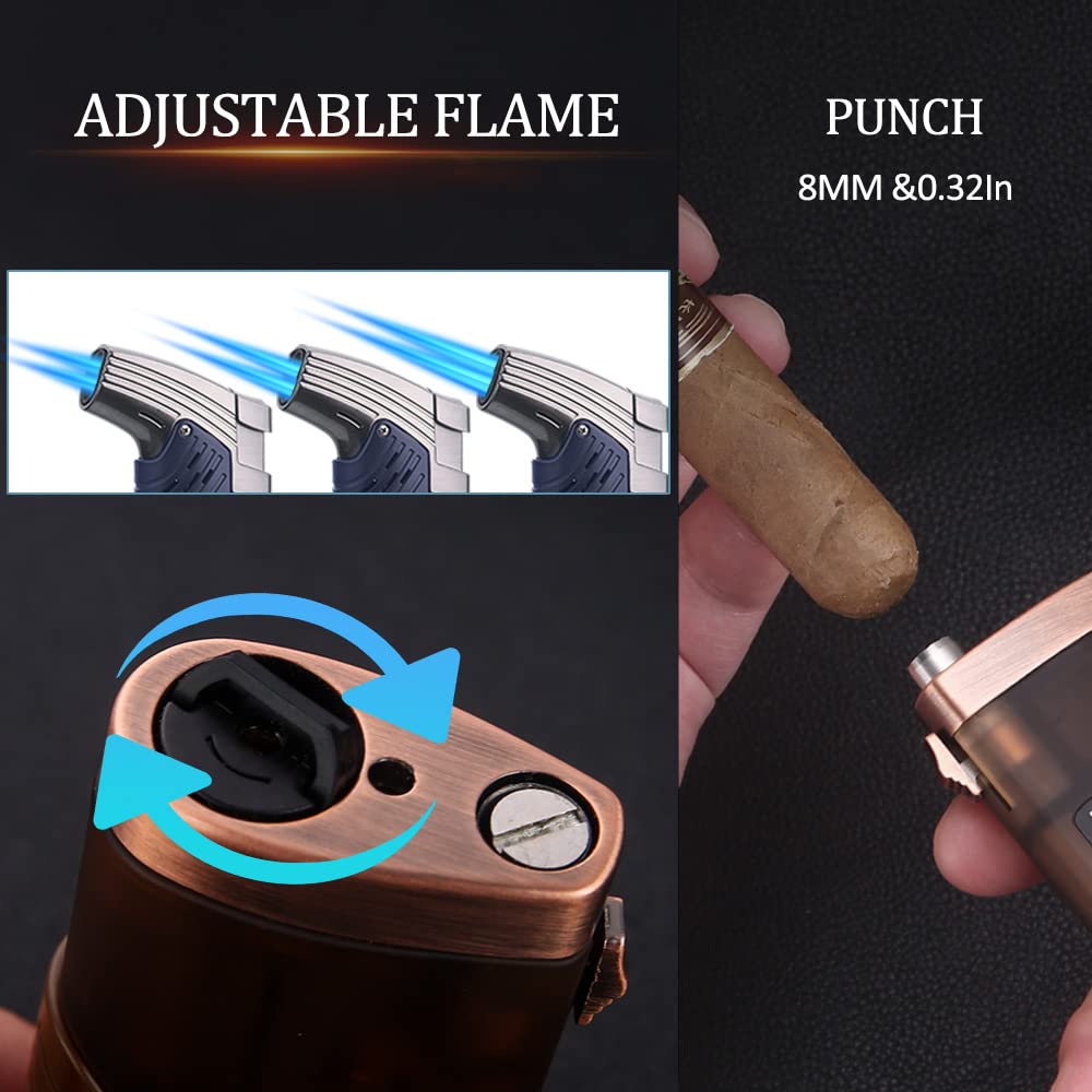 Honest Adjustable Jet Torch Cigar Lighter – Refillable Butane Power Flame Lighter for Outdoor Use