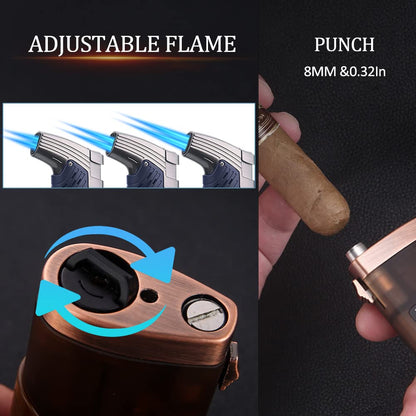 Honest Adjustable Jet Torch Cigar Lighter – Refillable Butane Power Flame Lighter for Outdoor Use