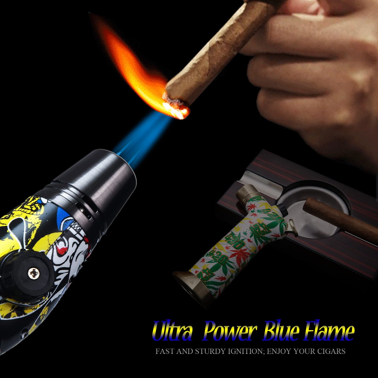 HONEST Refillable Butane Cigar Lighter – Double Flame Torch for Cocktails, Hookah, and More