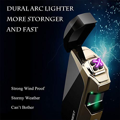 Windproof Arc Lighter – Rechargeable USB Plasma Lighter with LED Power Display for Cigarettes