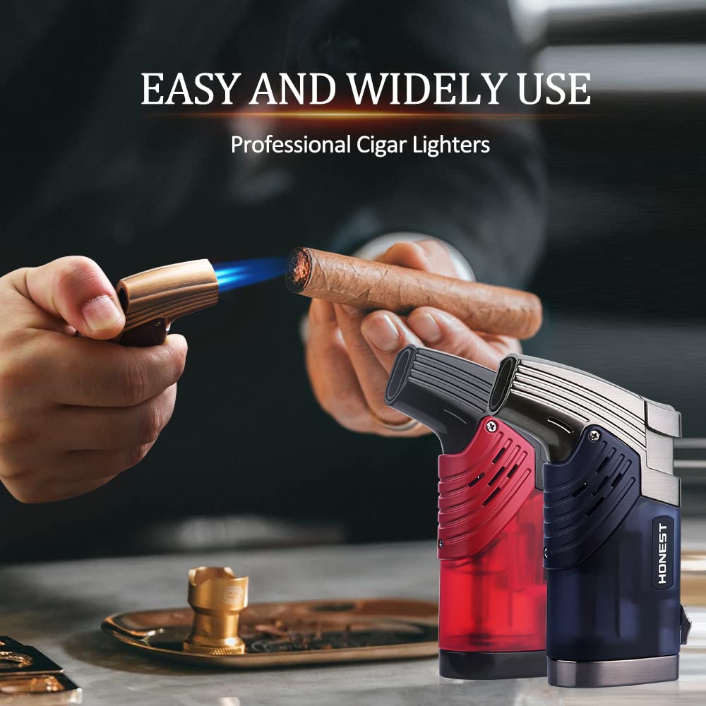 Honest Adjustable Jet Torch Cigar Lighter – Refillable Butane Power Flame Lighter for Outdoor Use